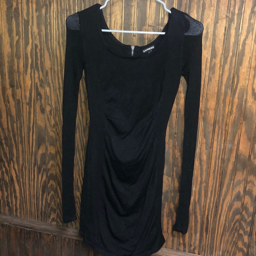 Black dress with mesh sleeves